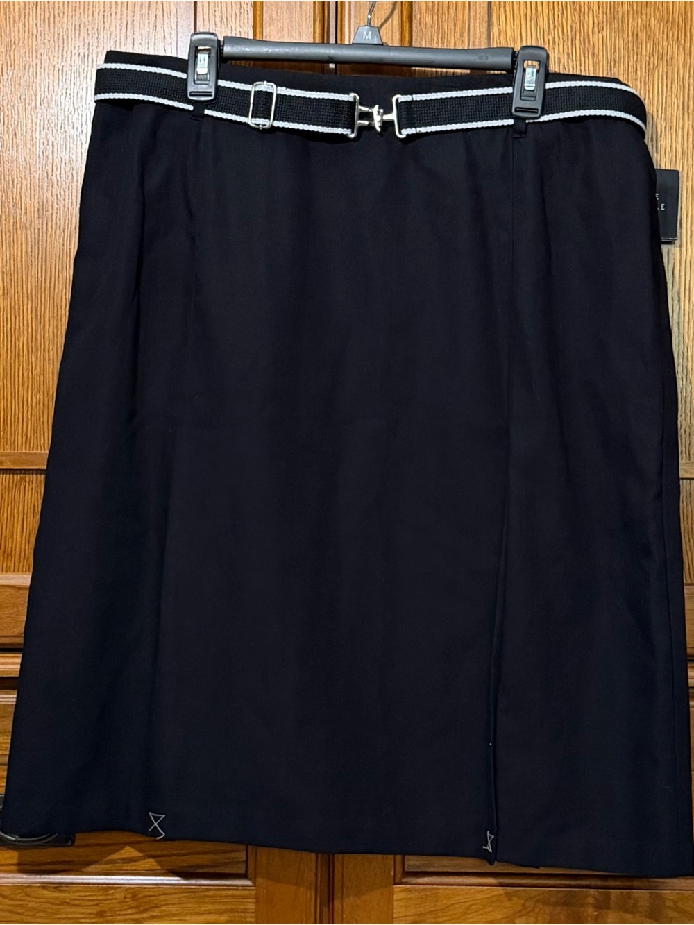 NWT VTG Sag Harbor A-Line Pleated Skirt Contrast Trim Interlocking Belt Retro